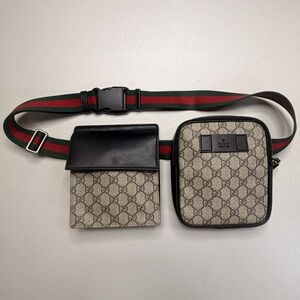 Gucci GG Supreme Belt Bag with Green/Red Waist Strap